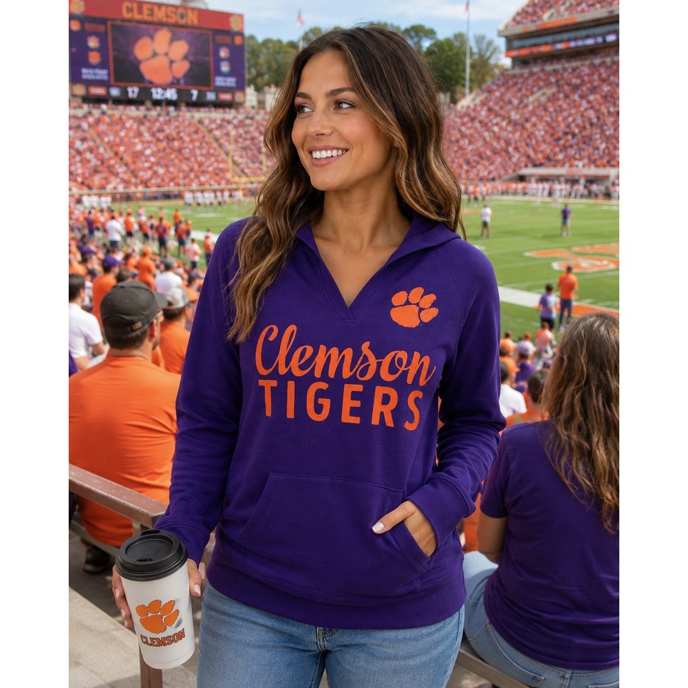 Pressbox Laurie Hoodie Clemson Tigers Purple Womens Large